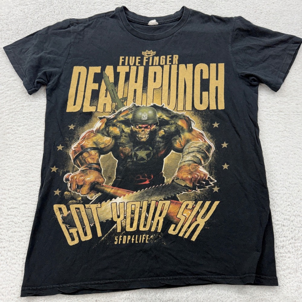 Five Finger Death Punch‎ Got Your Six Graphic Tee Mens S Black 5FDP Band Shirt